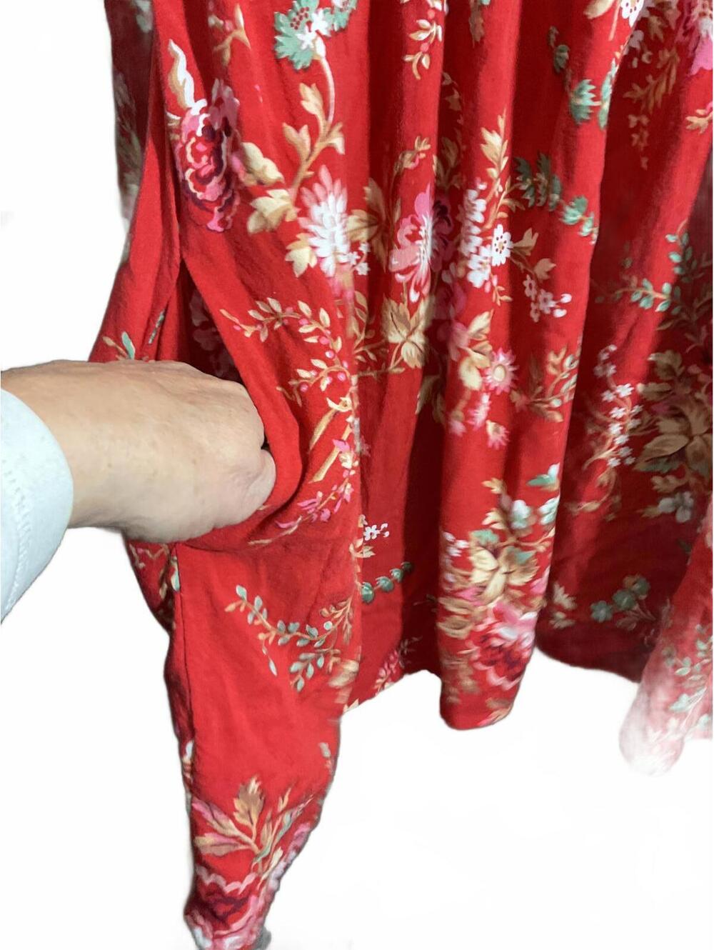 Lauren Ralph Lauren Denim And Supply Red Floral Bell Sleeve Dress M - Picture 6 of 11
